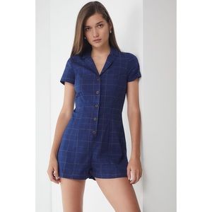 Urban Outfitter Sonata Plaid Button Down Romper